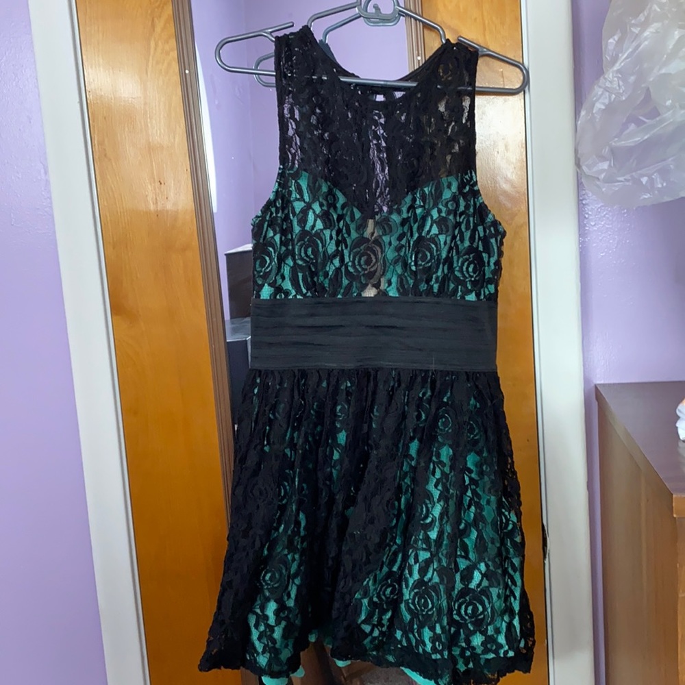 Mint and black laced dress from Windsor